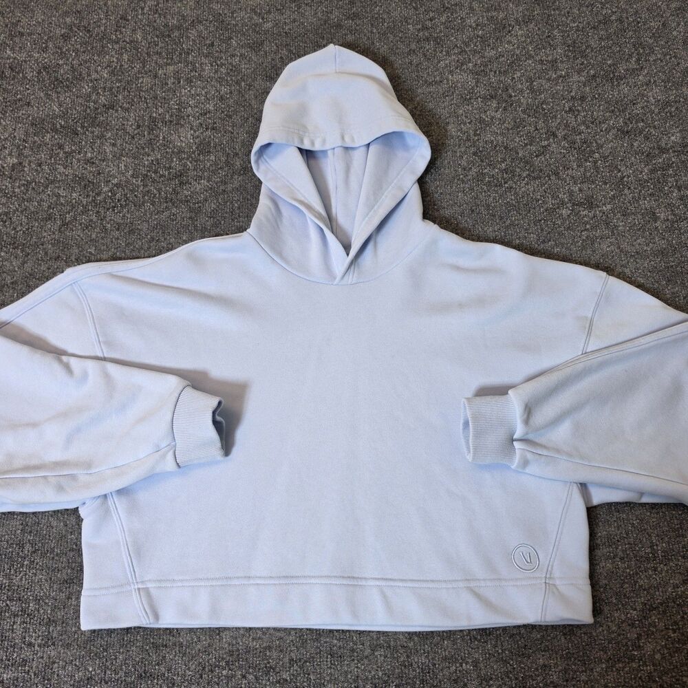 Vuori Sedona Crop Oversize Relaxed Hoodie Sweatshirt Crystal Blue Soft Sz S